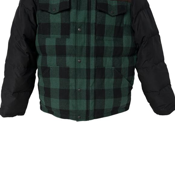 Tommy Hilfiger Coat Green Black Brown Buffalo Plaid Puffer Jacket Men's Large - Picture 5 of 11
